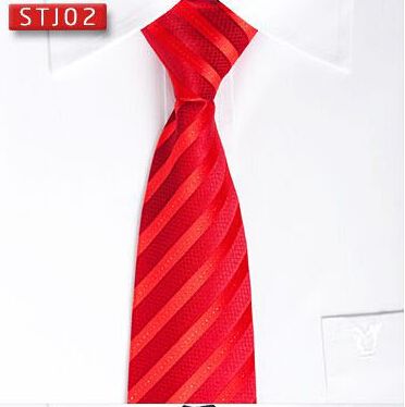大红条纹真丝领带